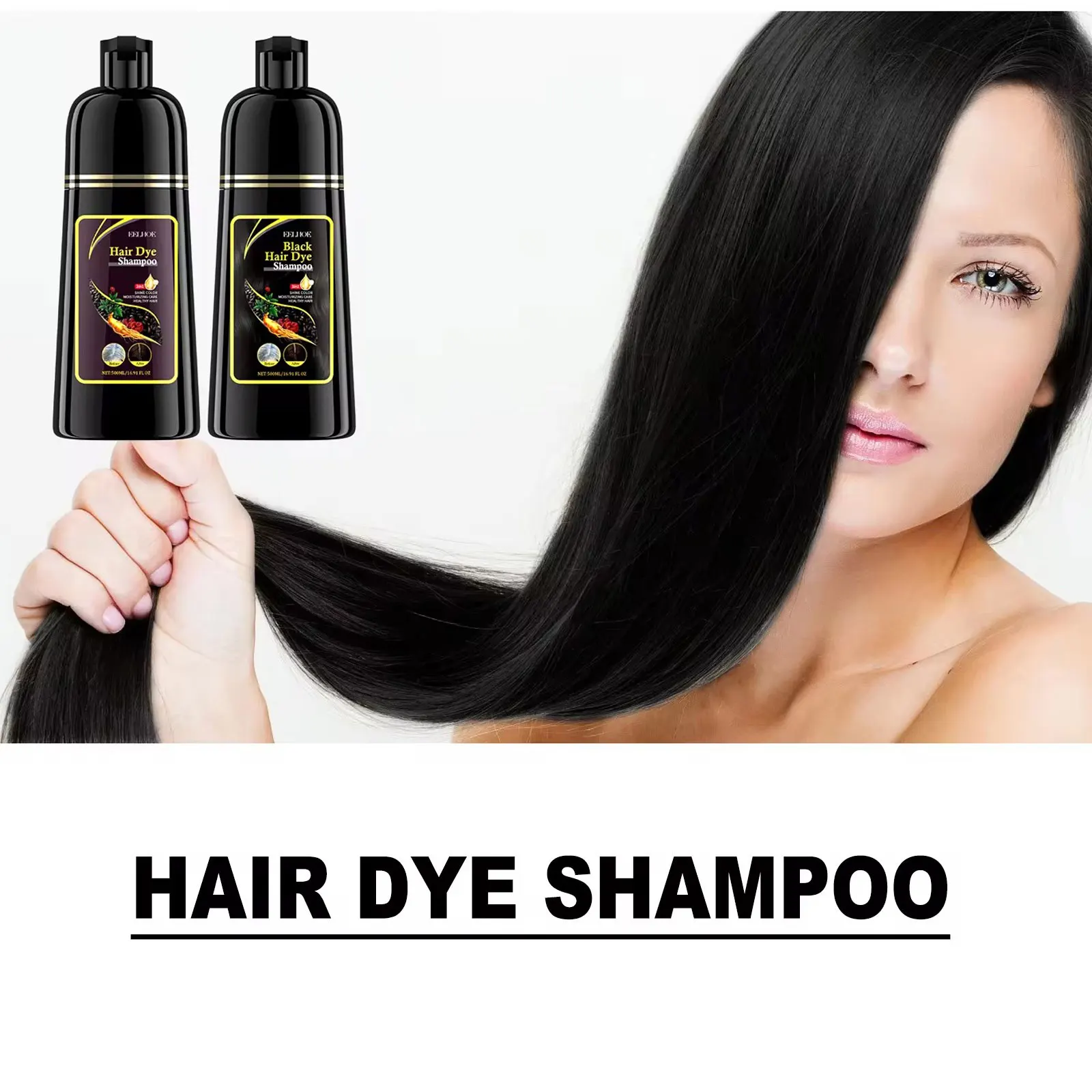 EELHOE 3‑in‑1 Black Hair Dye Shampoo — darkening and nourishing natural herbal formula – view 3