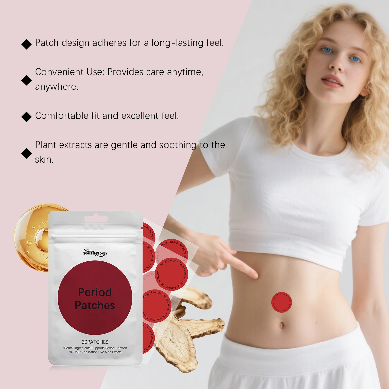 Photo of {title} — pack of 30 moisturizing menstrual abdominal skin patches – view 2