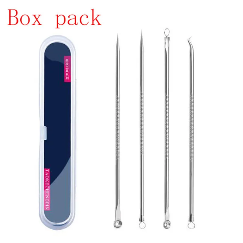 Set of 4 stainless steel 16mm comedone remover needles on a white background, close-up – view 2