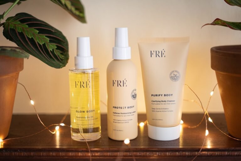A split image showing a morning skincare routine with bright sunlight and an evening skincare routine with soft, warm lighting.