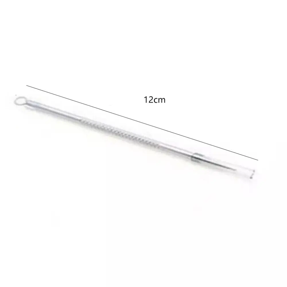 Close-up of stainless steel acne remover tool (available in 8cm and 12cm) on a white background – view 2