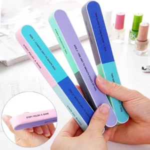 Product photo of 7-way sponge nail buffer file on a white background