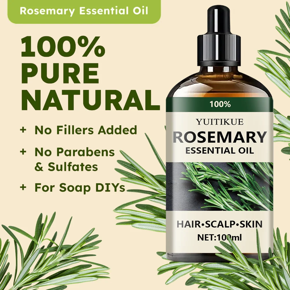 100% pure rosemary essential oil for hair, scalp and skin — single-ingredient aromatherapy oil