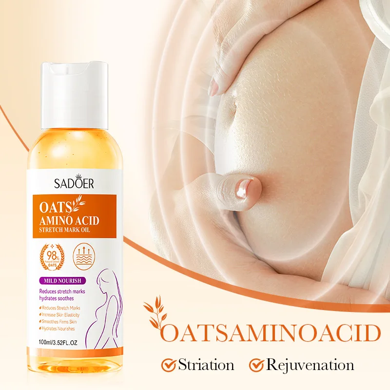 SADOER Oats amino acid stretch mark oil 100ml — bottle on neutral background