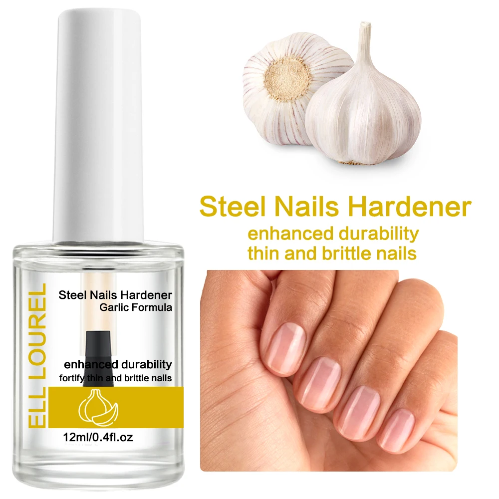 ELL LOUREL Garlic Nail Hardener 12ml — clear bottle on white background – view 4