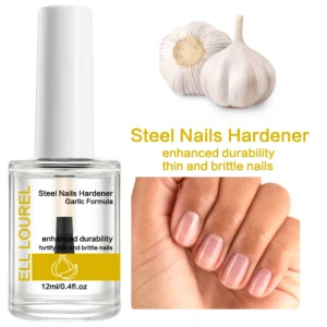 ELL LOUREL Garlic Formula Nail Hardener Steel Hard Nail Strengthener 12ML Clear Natural Dry Nail Art Treatment Manicure Finish