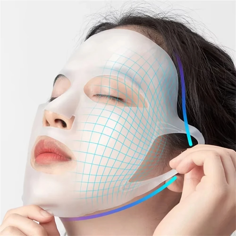 White 3D reusable gel sheet face mask in rubber — front view