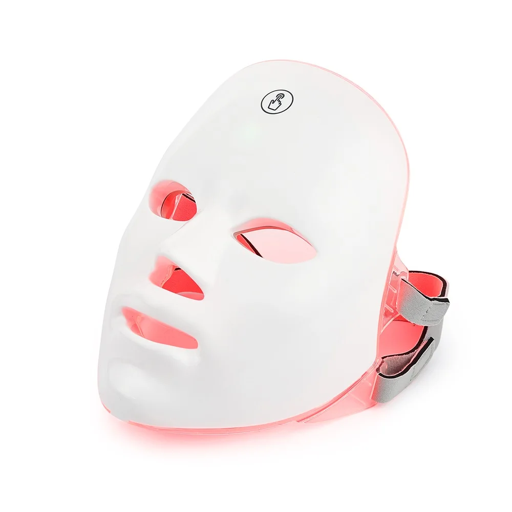 Rechargeable 7-color LED facial mask on white background