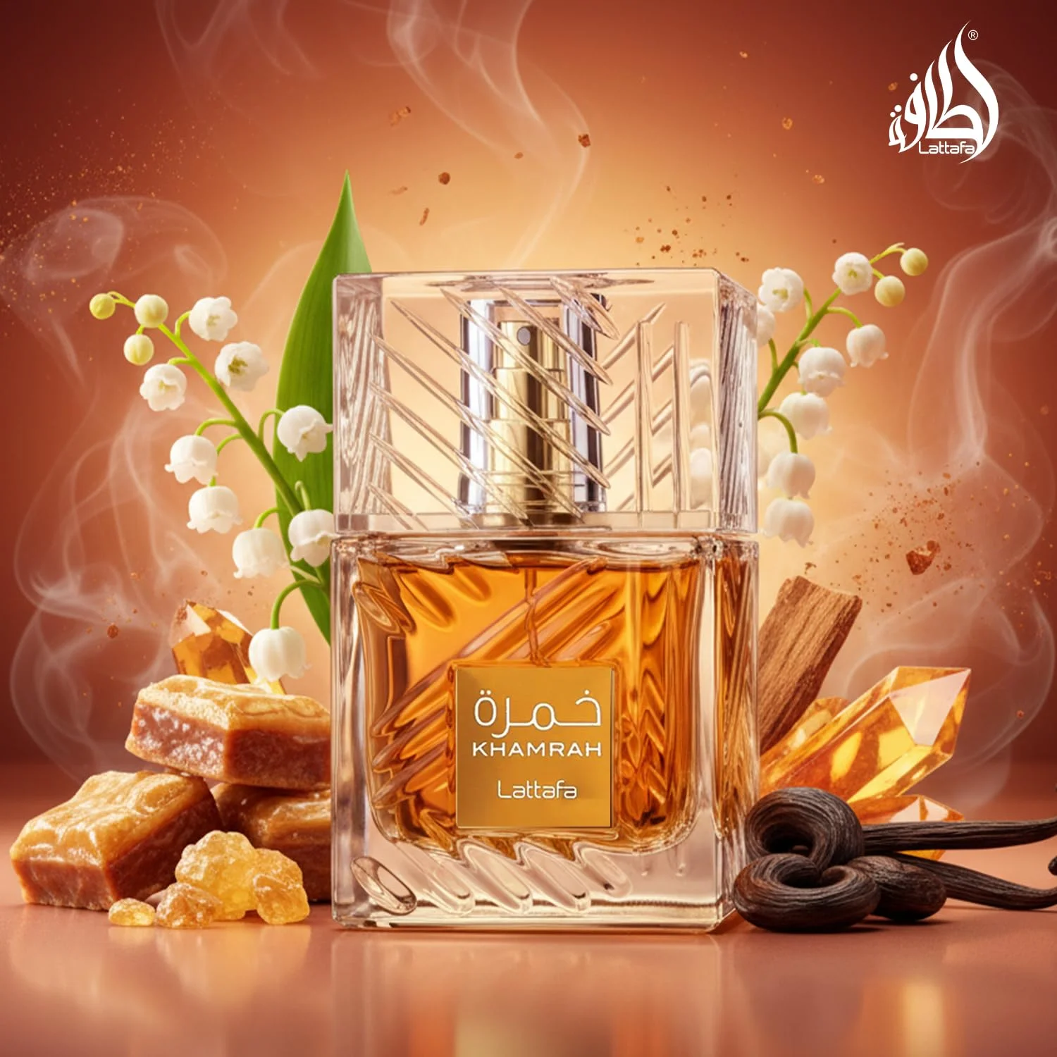 Lattafa Khamrah Unisex Eau de Parfum 100ml — warm spicy amber with cinnamon, vanilla and sandalwood finish – view 2