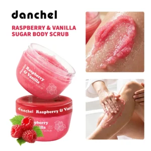 Raspberry & Vanilla Sugar Body Scrub Double Effect Matte Gentle Exfoliation Deep Hydration Brighten Skin Tone Exfoliating Cream