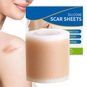 {title} on skin — soft, self-adhesive silicone scar sheet