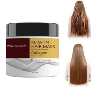 Jar of Miracle Collagen & Keratin Hair Mask with coconut oil for dry, damaged hair