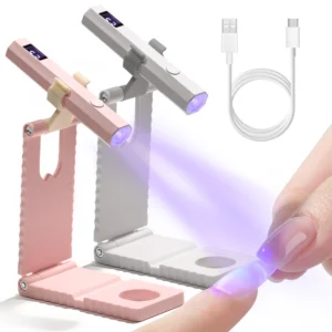 Rechargeable UV nail lamp with LCD display — handheld or freestanding for gel nails