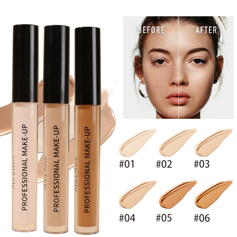 Matte liquid concealer tube with applicator and swatch on skin – view 4