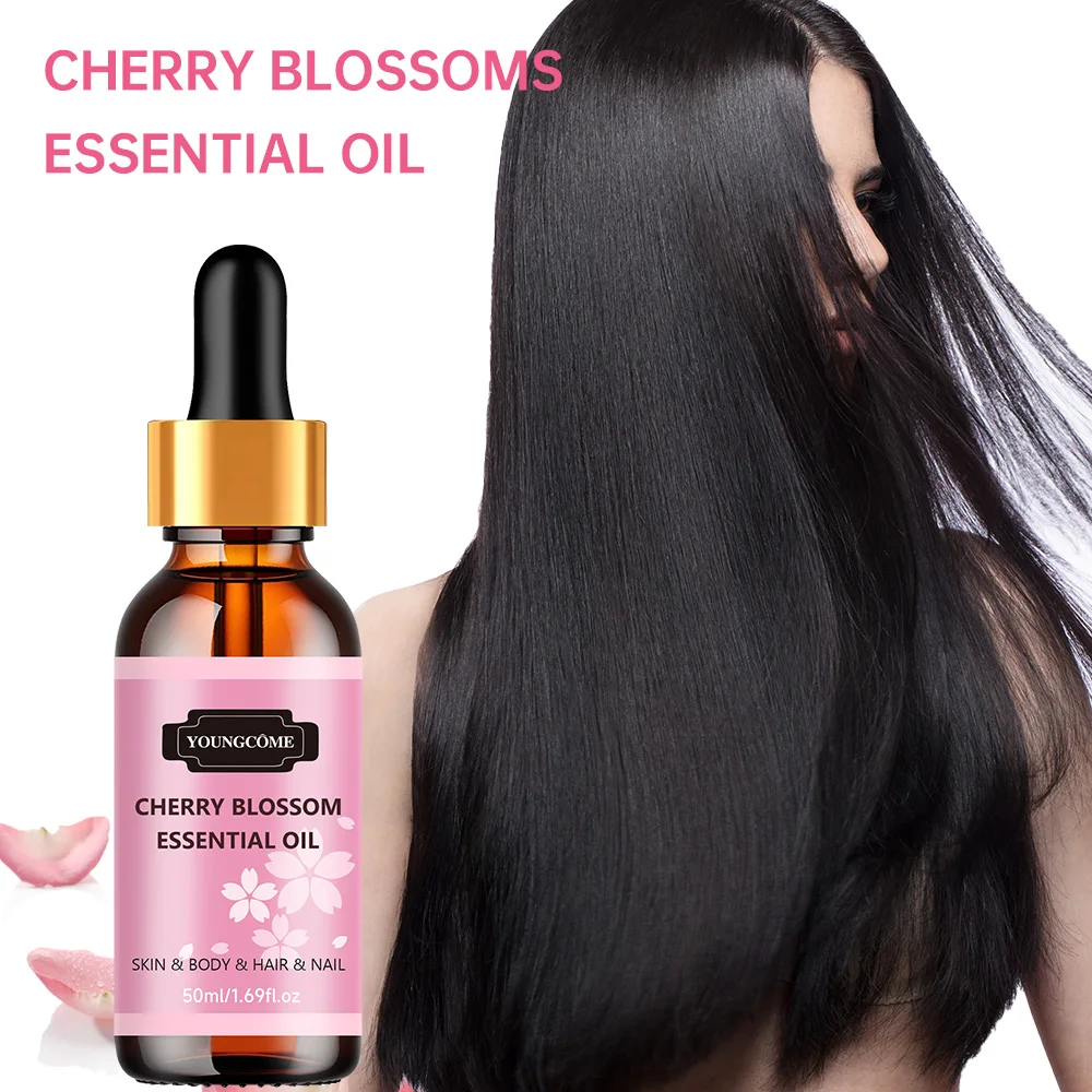 Natural Cherry Blossom hair oil bottle — moisturizing hair oil for dry or damaged lengths – view 2