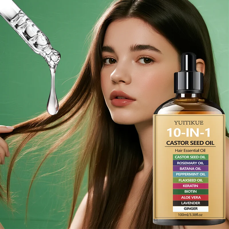 10-in-1 Castor Hair Oil 100ml bottle with castor, batana, peppermint and biotin — nourishing scalp oil – view 2