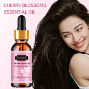Natural Cherry Blossom hair oil bottle — moisturizing hair oil for dry or damaged lengths