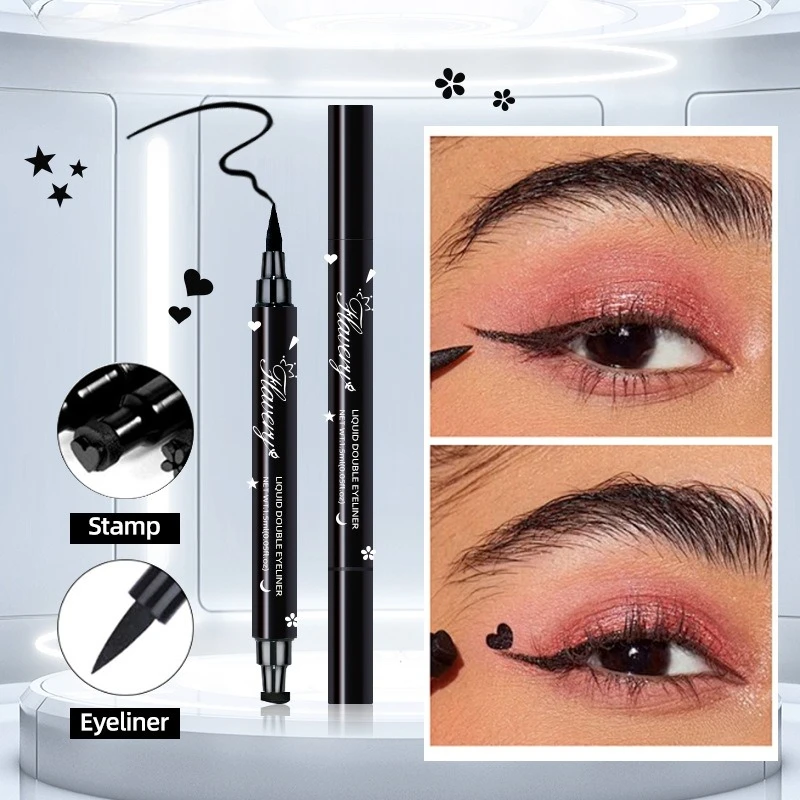 Double-ended waterproof eyeliner with star, love and moon stamps on white background – view 2