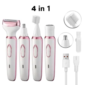HOMEFISH 4 In 1 Electric Lady Shaver Body Hair Removal Epilator Painless Cordless Trimmer Razor, Gifts For Women