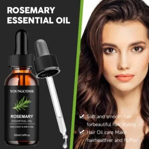 Rosemary essential oil bottle for hair and scalp treatment