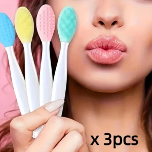 3pcs Double-sided nose brush, face brush, lip brush, facial cleansing stick, blackhead cleansing brush, makeup brush
