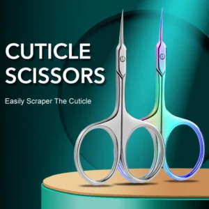 Stainless Steel Cuticle Scissors Curved Blade Nail Manicure Tool for Eyebrow Eyelash Dry Skin Multi-purpose Compact Size