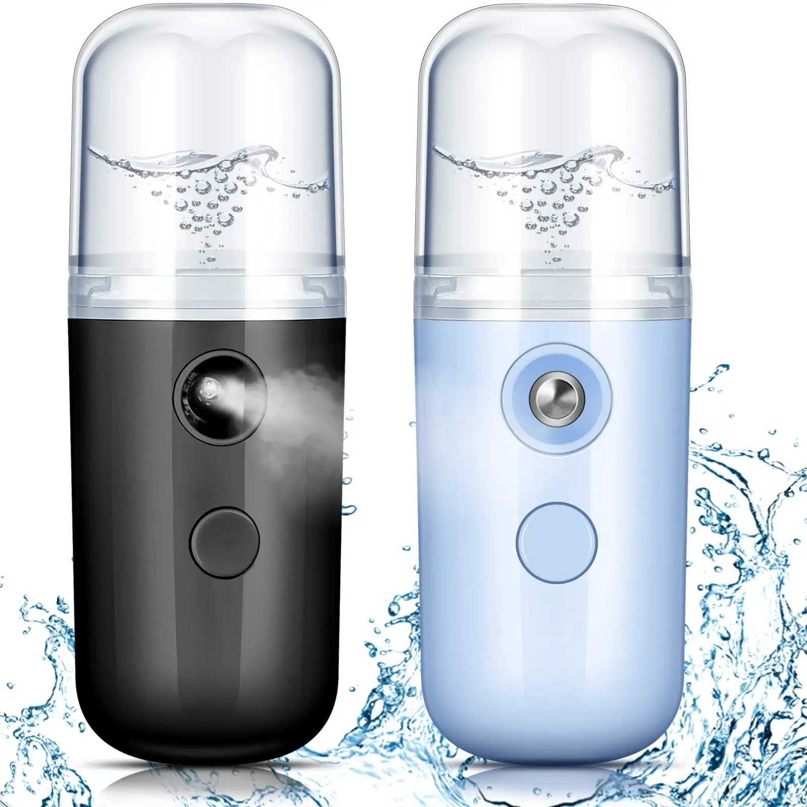 Mini USB facial mist sprayer 30ml — portable nebulizer device on white background – view 3