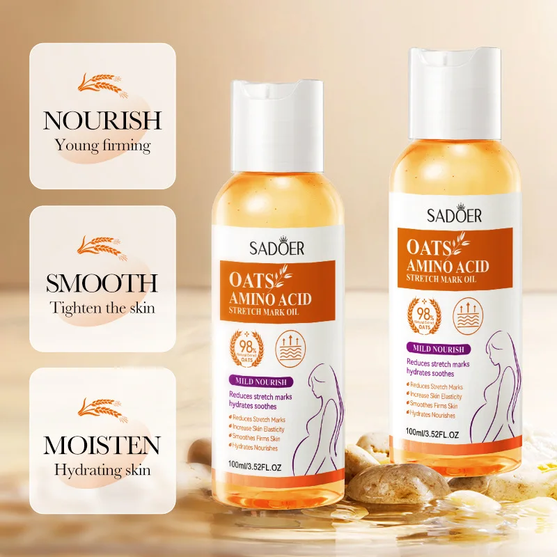 SADOER Oats amino acid stretch mark oil 100ml — bottle on neutral background – view 2