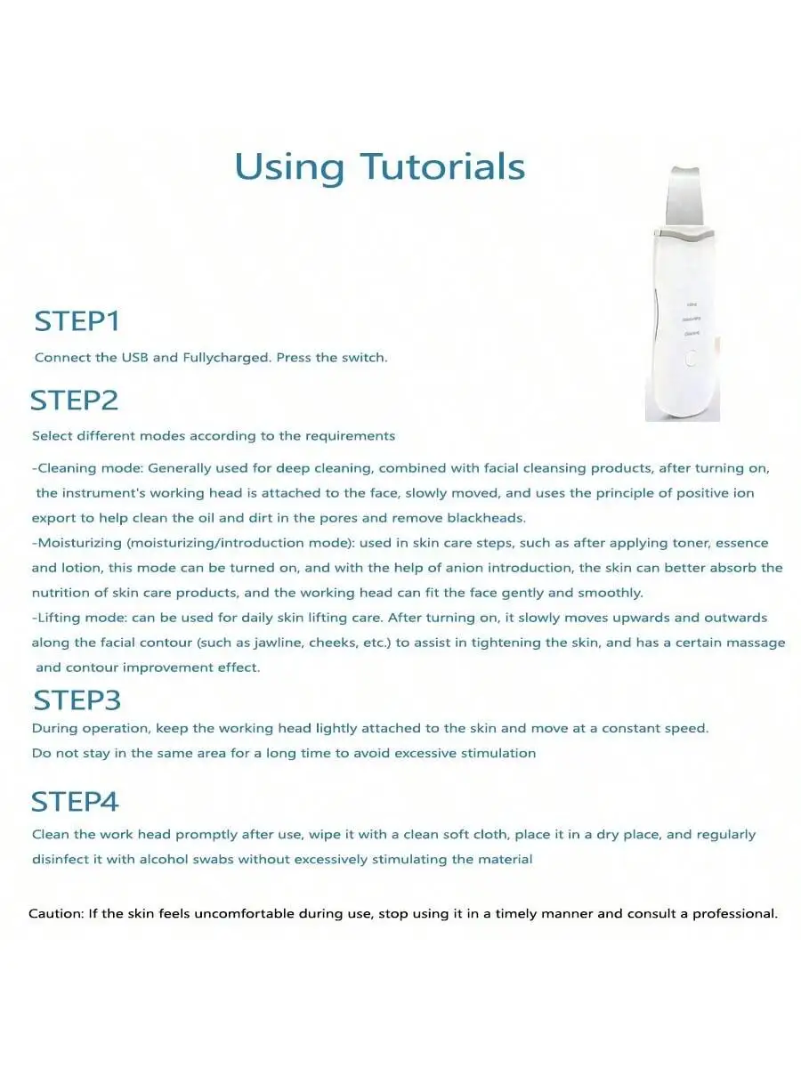 Ultrasonic Skin Scraper — Rechargeable pore cleaner on white background – view 3