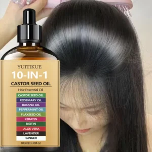 10-in-1 Castor Hair Essential Oil 100ml - Nourishing Scalp Oil with Batana, Peppermint & Biotin