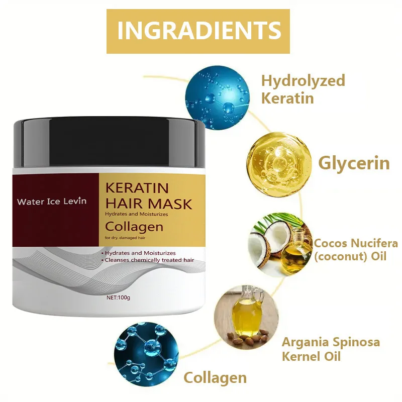 Jar of Miracle Collagen & Keratin Hair Mask with coconut oil for dry, damaged hair – view 2