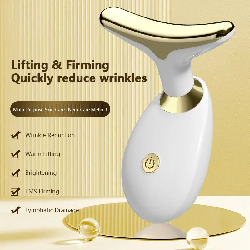 {title} photographed on a neutral background showing device for face and neck massage – view 2