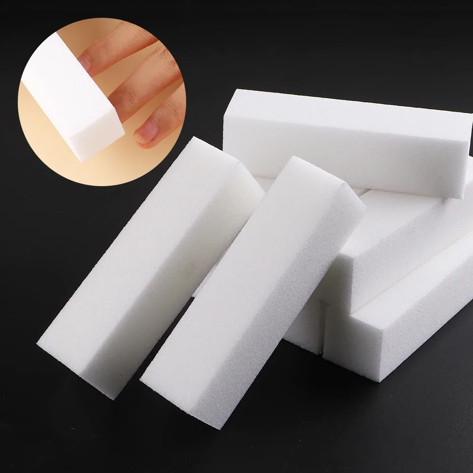 White 4‑in‑1 foam nail buffer block shown from multiple angles – view 2