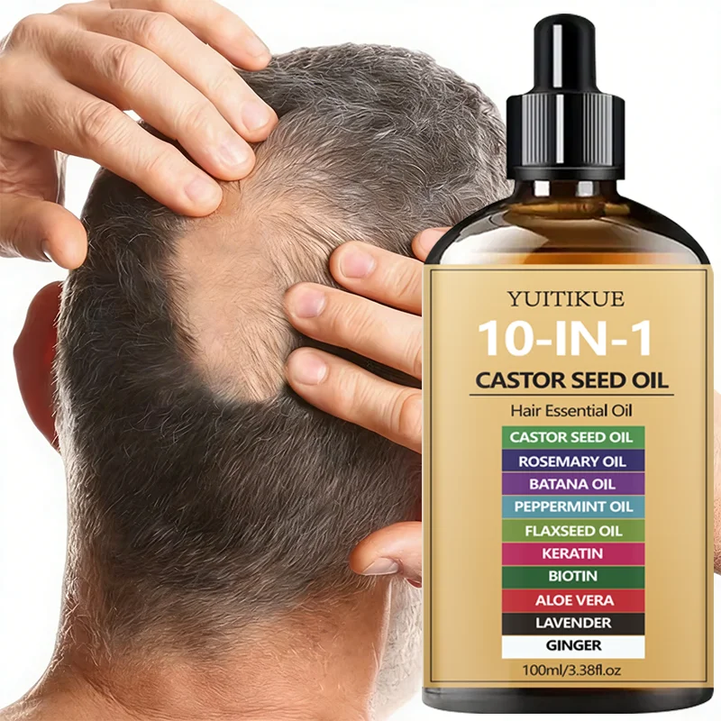 10-in-1 Castor Hair Oil 100ml bottle with castor, batana, peppermint and biotin — nourishing scalp oil – view 3