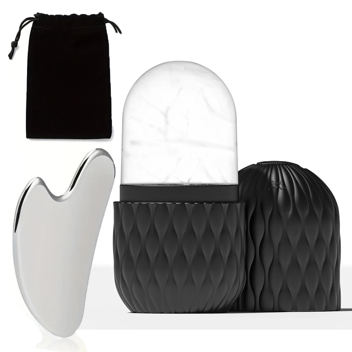 Ice roller and stainless steel gua sha set for face, eye and neck — product view – view 3