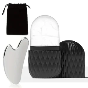 Ice roller and stainless steel gua sha set for face, eye and neck — product view