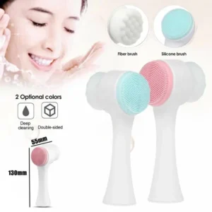 2‑in‑1 silicone double‑sided facial scrub and massage brush