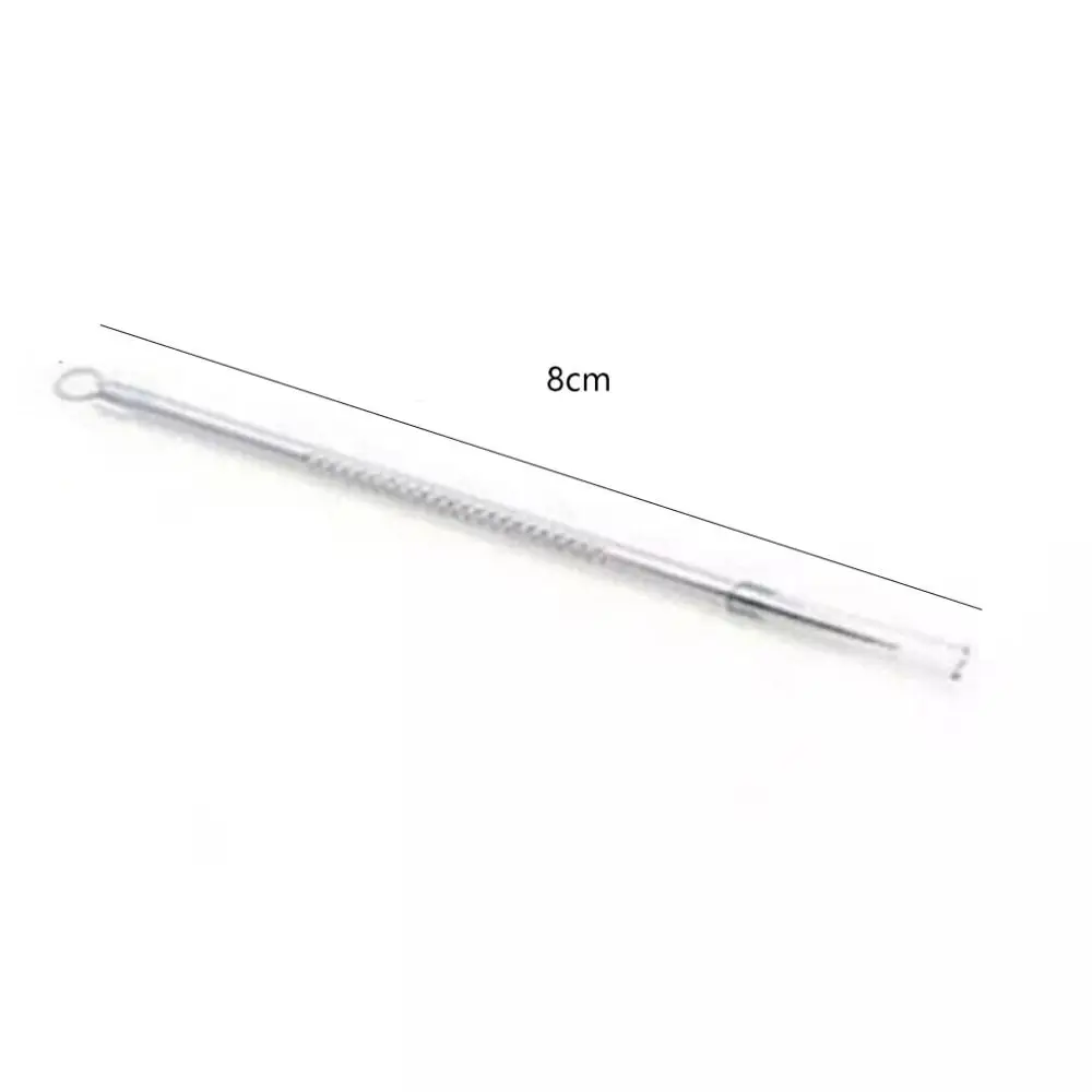Close-up of stainless steel acne remover tool (available in 8cm and 12cm) on a white background – view 3