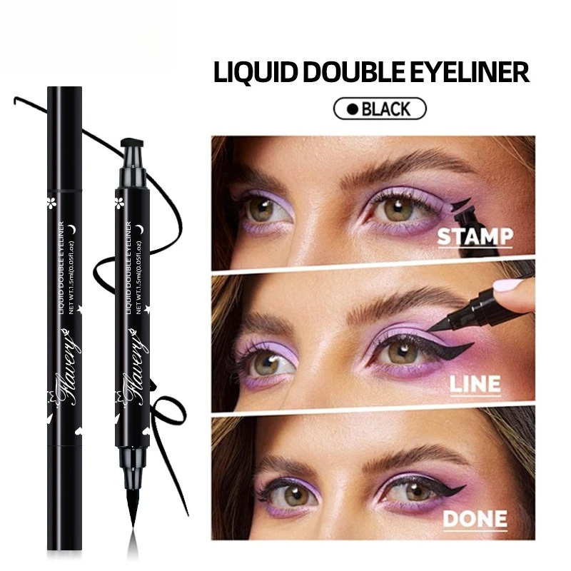 Double-ended waterproof eyeliner with star, love and moon stamps on white background – view 3