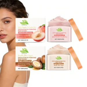 White Peach / Vanilla Shea Fruit Exfoliating Body Scrub for Dead Skin Removal Deep Cleansing Pore Shrinking Nourishing Skin Care