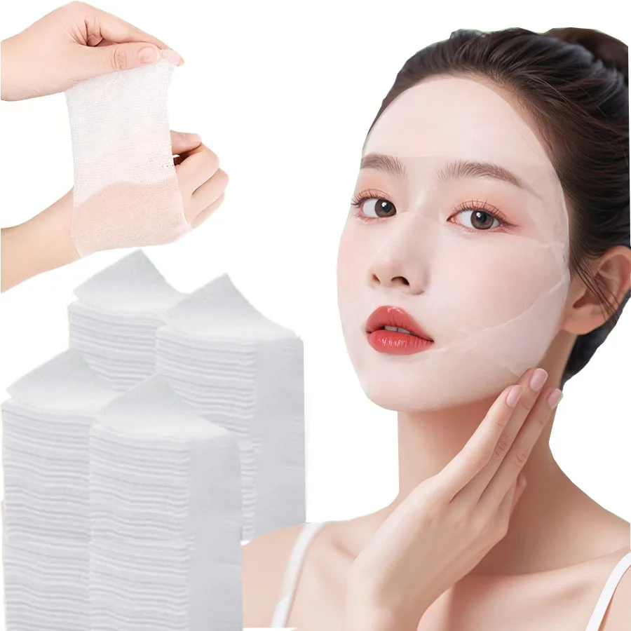 50/100 Pieces, Disposable Mummy Wet Compress Sheet, Stretchable Makeup Pad Mask Paper, Light and Water-Saving, Fits the Skin Outline, DIY Facial Mask, and Facial Care, Removes Makeup, Nail Removal, Beauty Salon, Home and Out Use 10*10cm