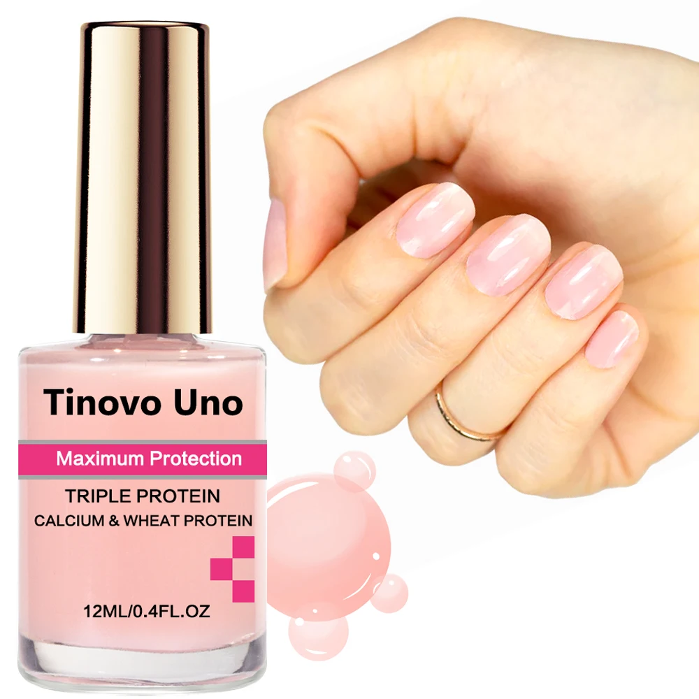 Tinovo Uno Pink Nail Strengthener bottle on white background